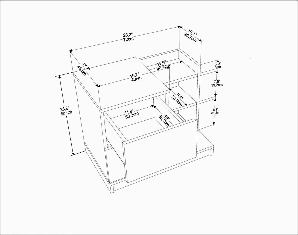Rena Nightstand with Two Drawers and Open Shelves