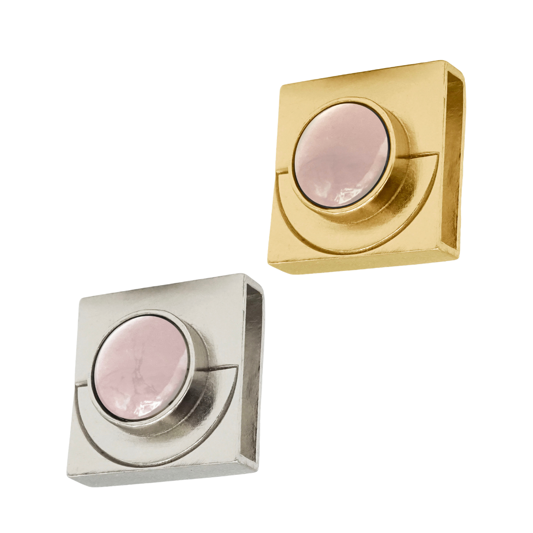Rose Quartz Moon Crystal Charm – Gold or Silver | DIPHDA