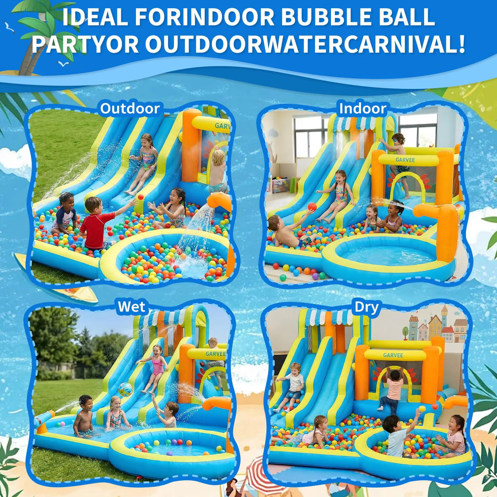 HiMISS Inflatable Water Slide Bounce House 8in1 Backyard