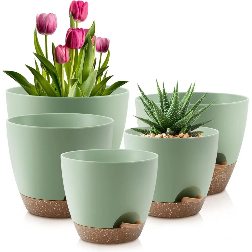 NBVCX Self Watering Plant Pots With Drainage Saucers Indoor Outdoor