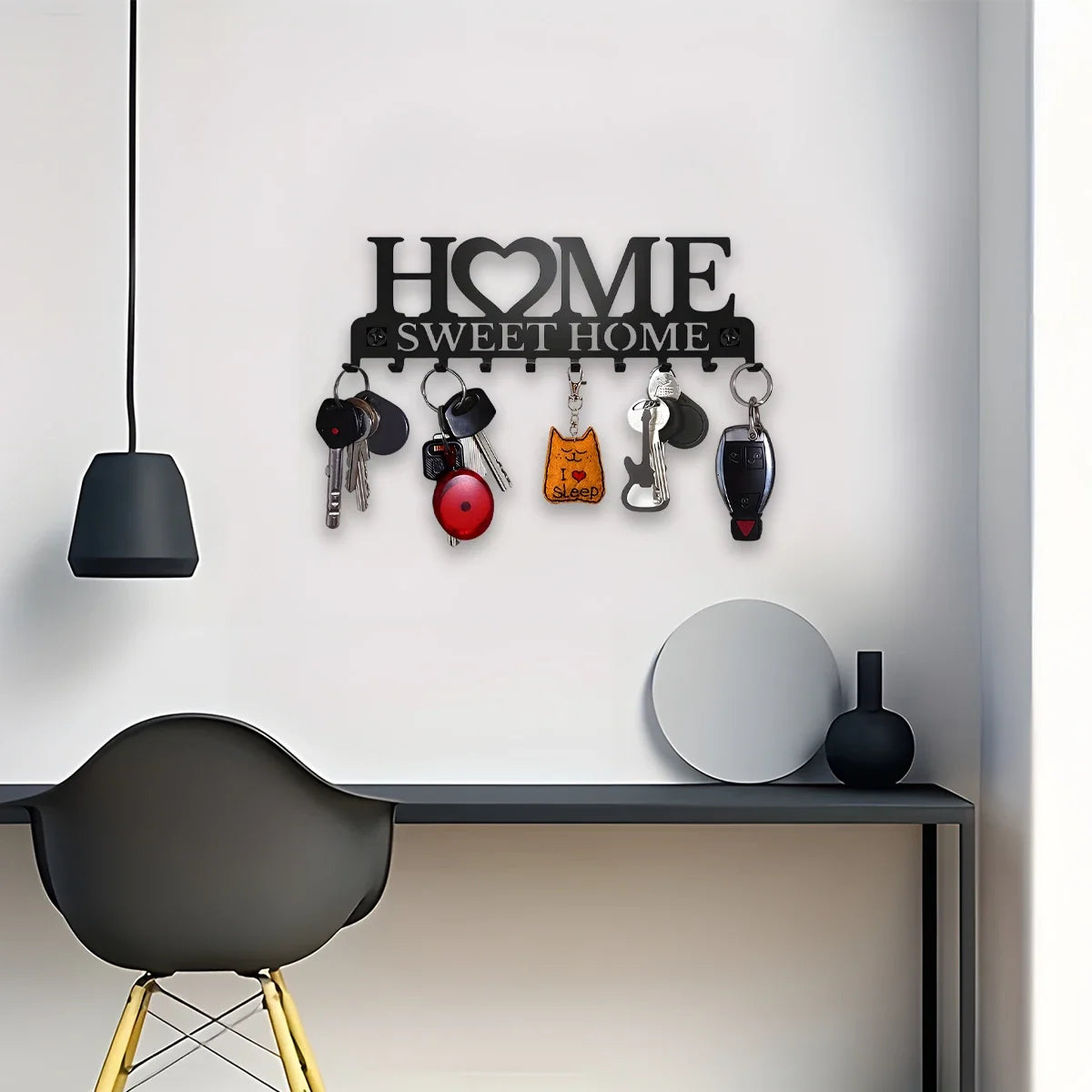 Metal Wall Mount Key Holder With Ten Hooks Design Style