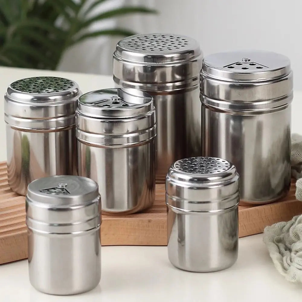 Stainless Steel Spice Jar With Rotating Cover Salt Sugar Shaker