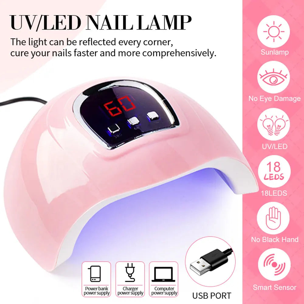 Limegirl UV Gel Kit With UV Lamp Magic Mirror Powder