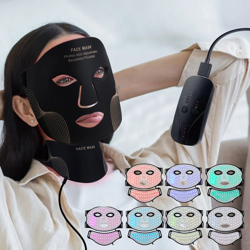Iebilif Face Neck LED Mask With 7 LED Light Therapy