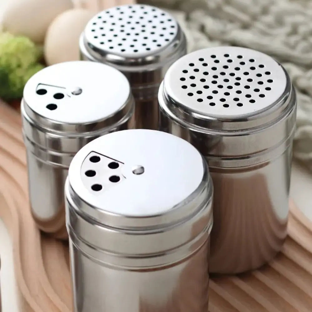 Stainless Steel Spice Jar With Rotating Cover Salt Sugar Shaker