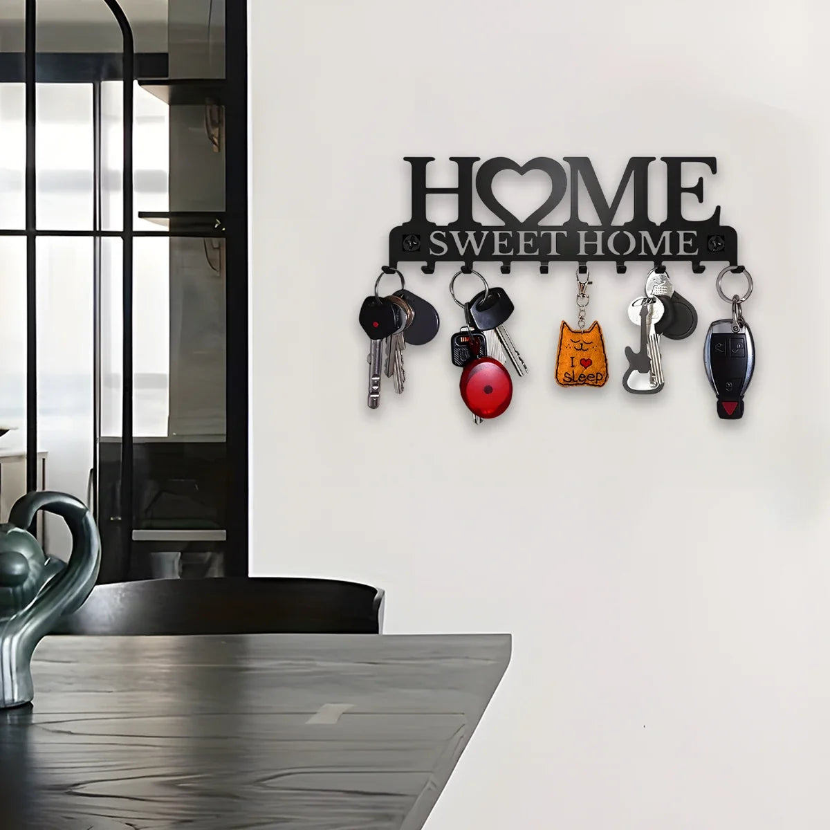 Metal Wall Mount Key Holder With Ten Hooks Design Style