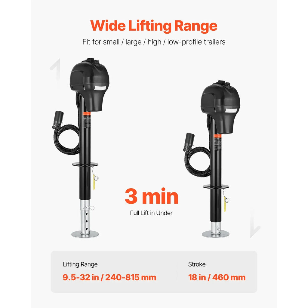 SucceBuy 12V Electric Trailer Jack 7 Pin Connector Crank Handle Lift 5000 Lb