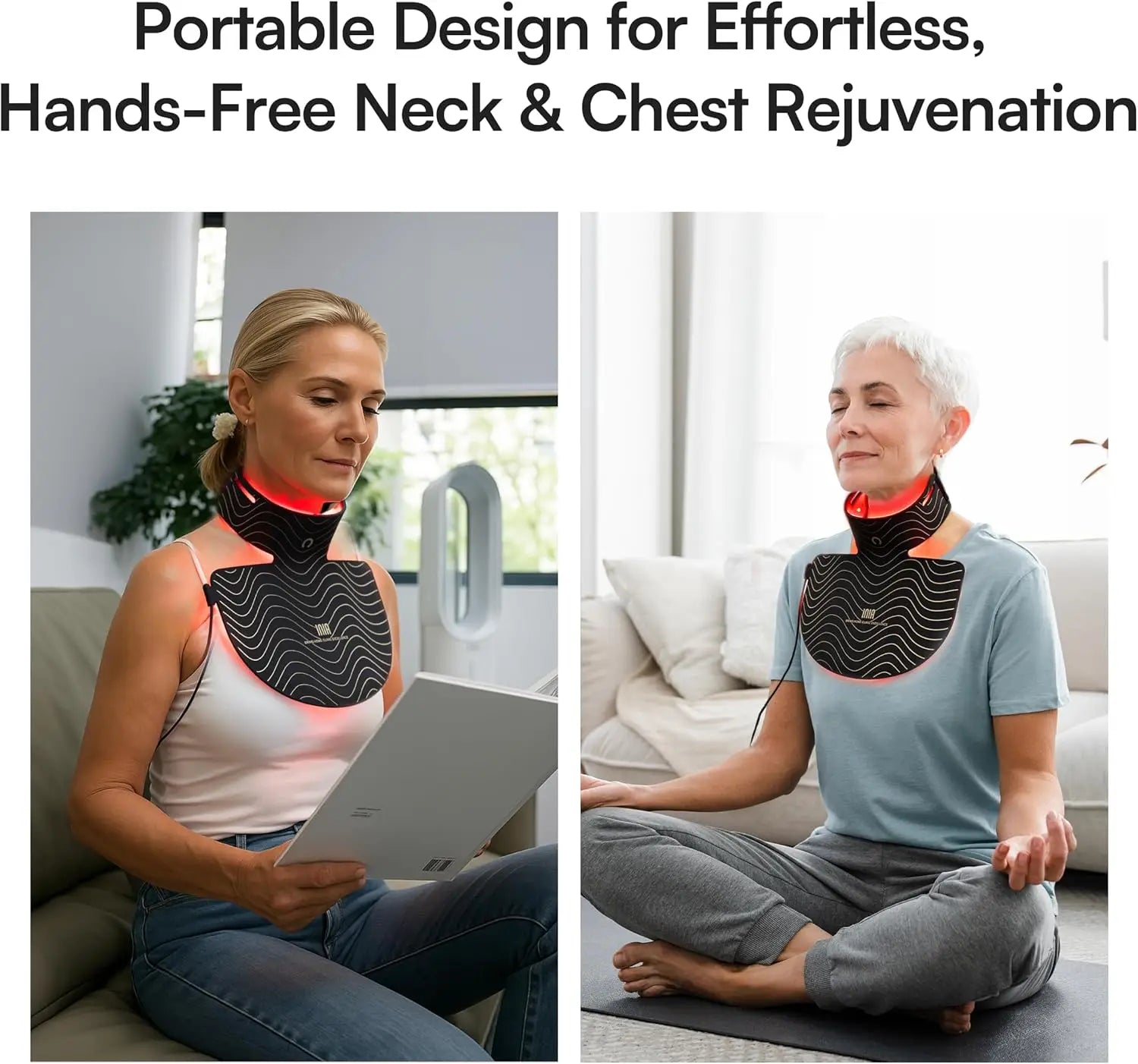 Red Light Therapy Mask Neck Decollete 850nm NIR Anti Aging Three Light Modes