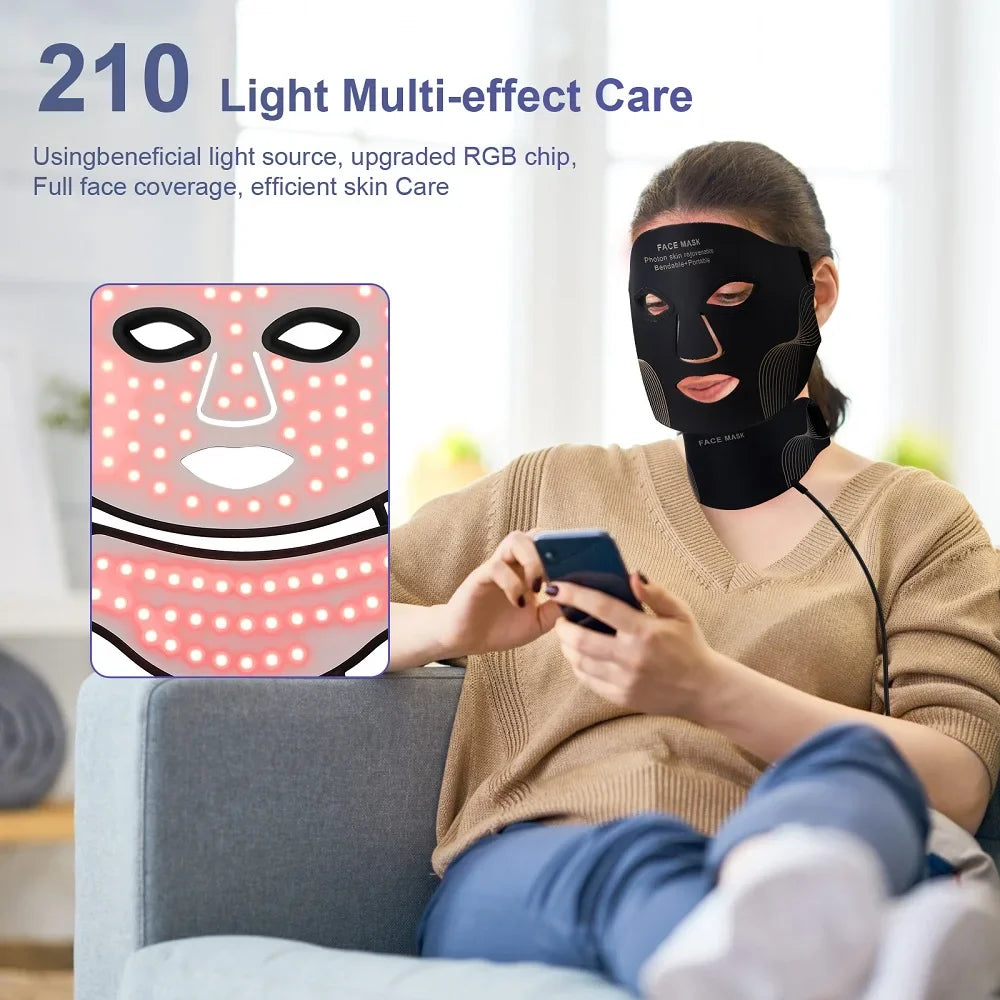 Iebilif Face Neck LED Mask With 7 LED Light Therapy