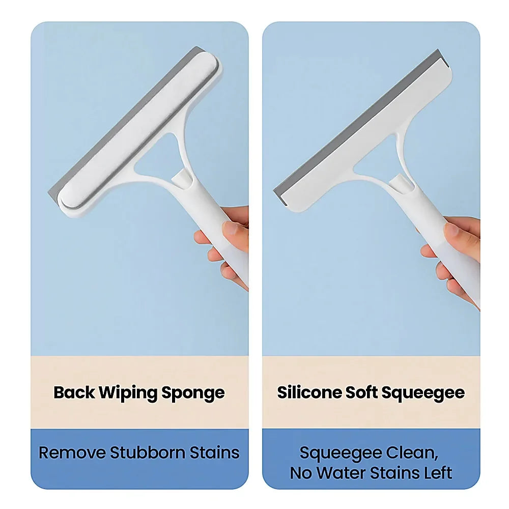 3-In-1 Multifunctional Window Squeegee Glass Wiper With Spray Bottle Scrubber