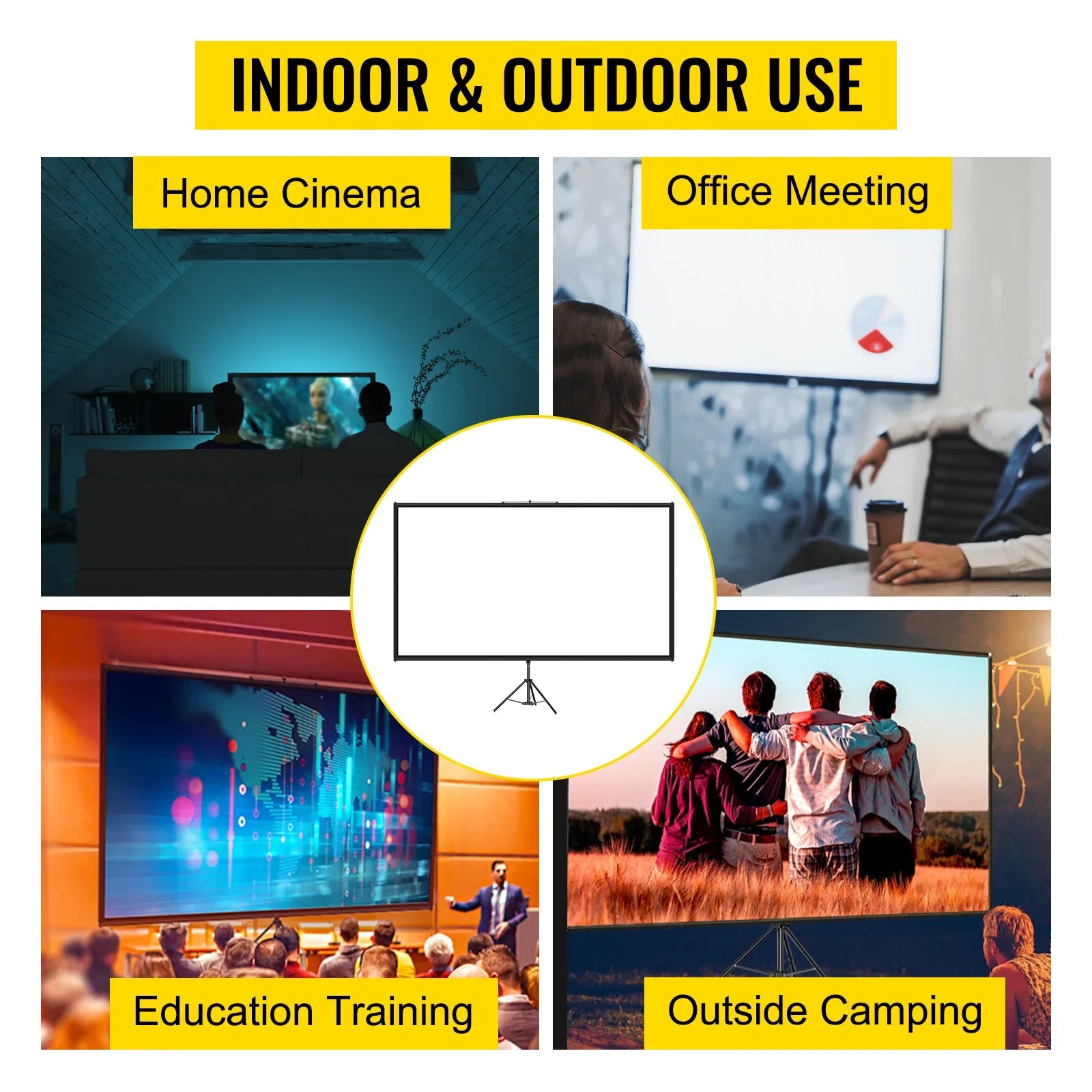 SucceBuy Tripod Projector Screen With Stand 4K HD Portable Cinema