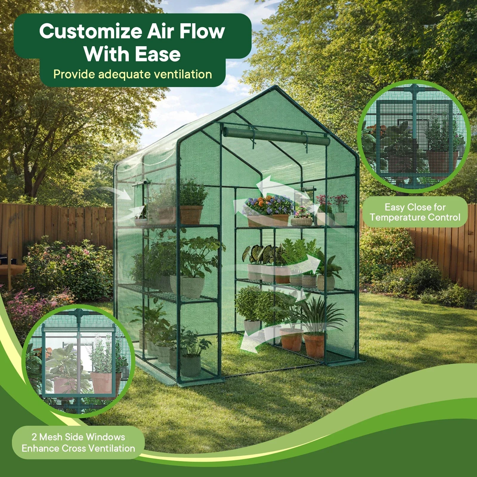 JHK Portable Walk In Greenhouse For Outdoor Plants