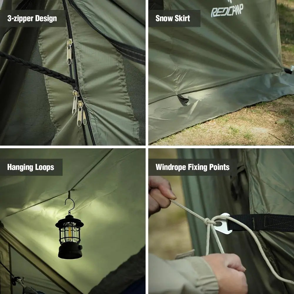 4-Season Windproof Waterproof Hammock Tent With Stove Jack For Camping