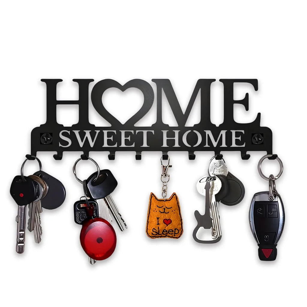 Metal Wall Mount Key Holder With Ten Hooks Design Style