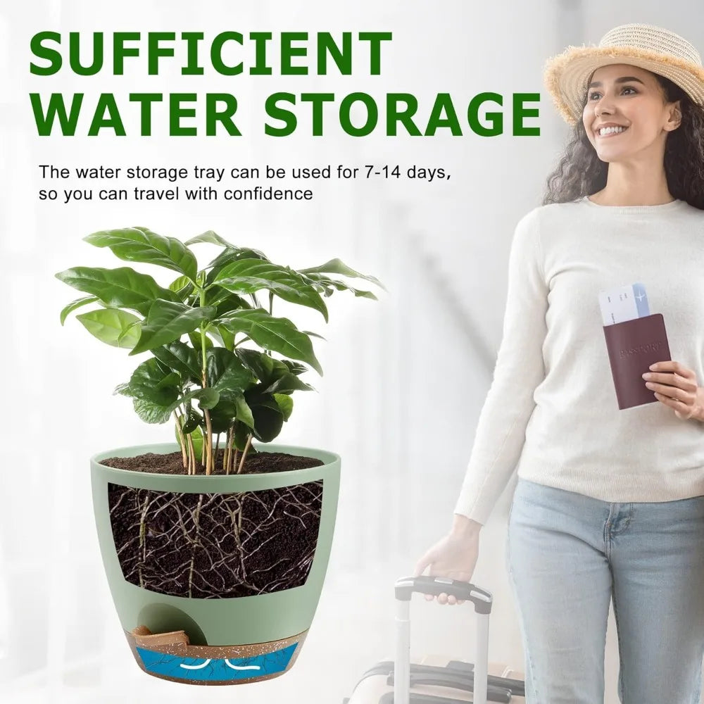 NBVCX Self Watering Plant Pots With Drainage Saucers Indoor Outdoor