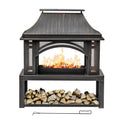 Wood Burning Outdoor Fireplace With Chimney And Spark Screen