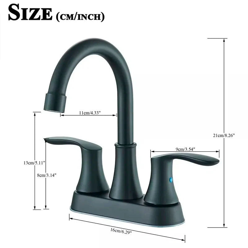 Suguword Bathroom Faucet Dual Handle Deck Mounted Brass