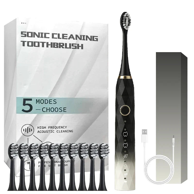 Electric Toothbrush Rotary Cleaning Waterproof With Timer USB Rechargeable