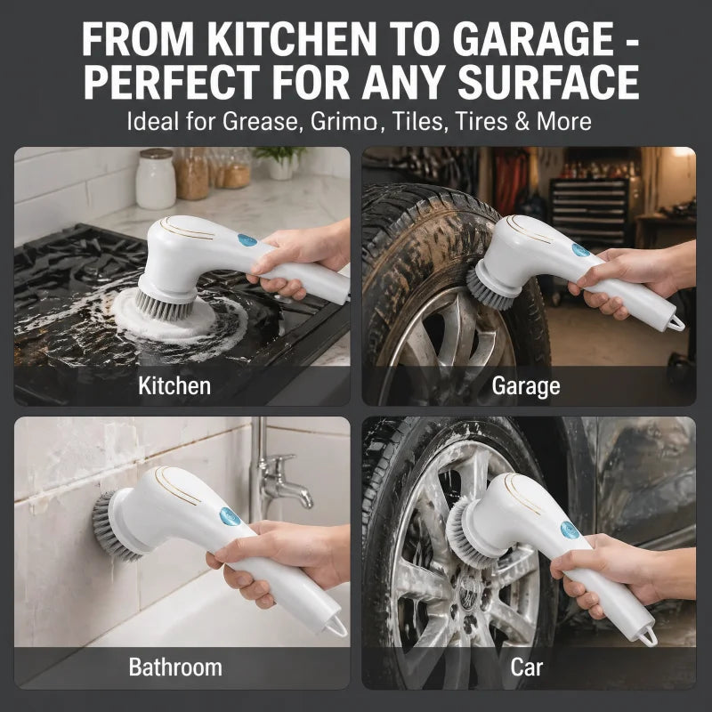Effortless Electric Grease Scrubber Rechargeable Cordless Power Cleaning Brush