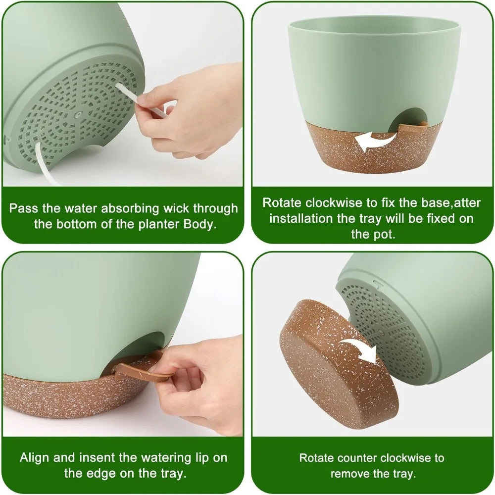 NBVCX Self Watering Plant Pots With Drainage Saucers Indoor Outdoor
