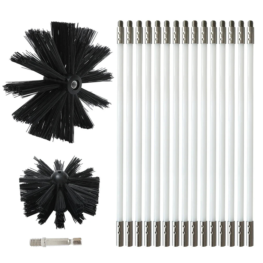 Dryer Vent Cleaning Kit With Flexible Rods And Chimney Brush