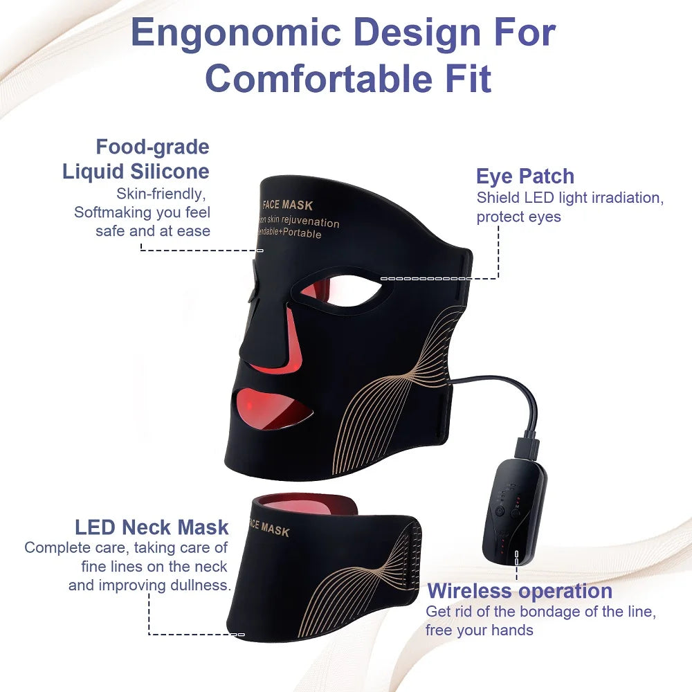 Iebilif Face Neck LED Mask With 7 LED Light Therapy