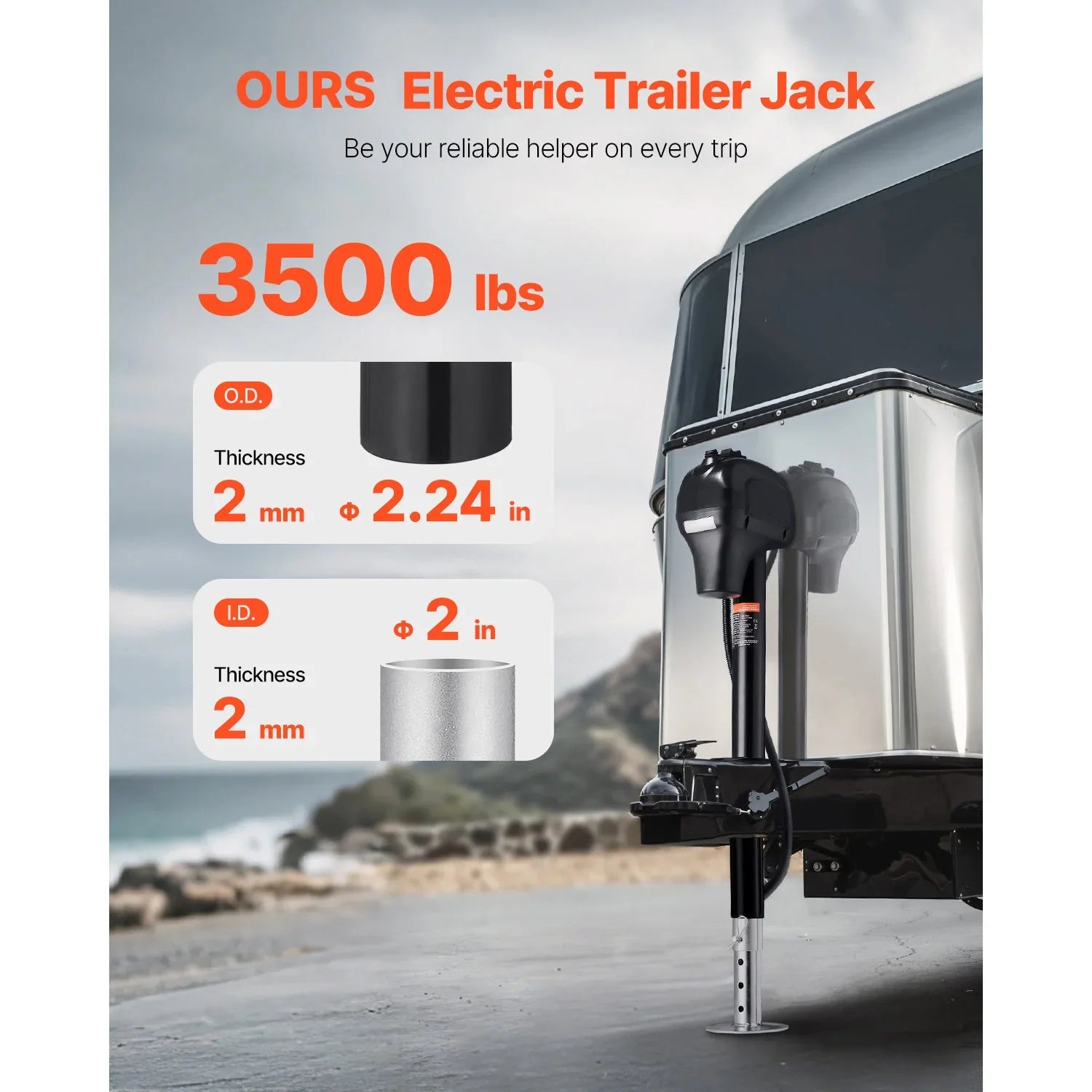 SucceBuy 12V Electric Trailer Jack 7 Pin Connector Crank Handle Lift 5000 Lb