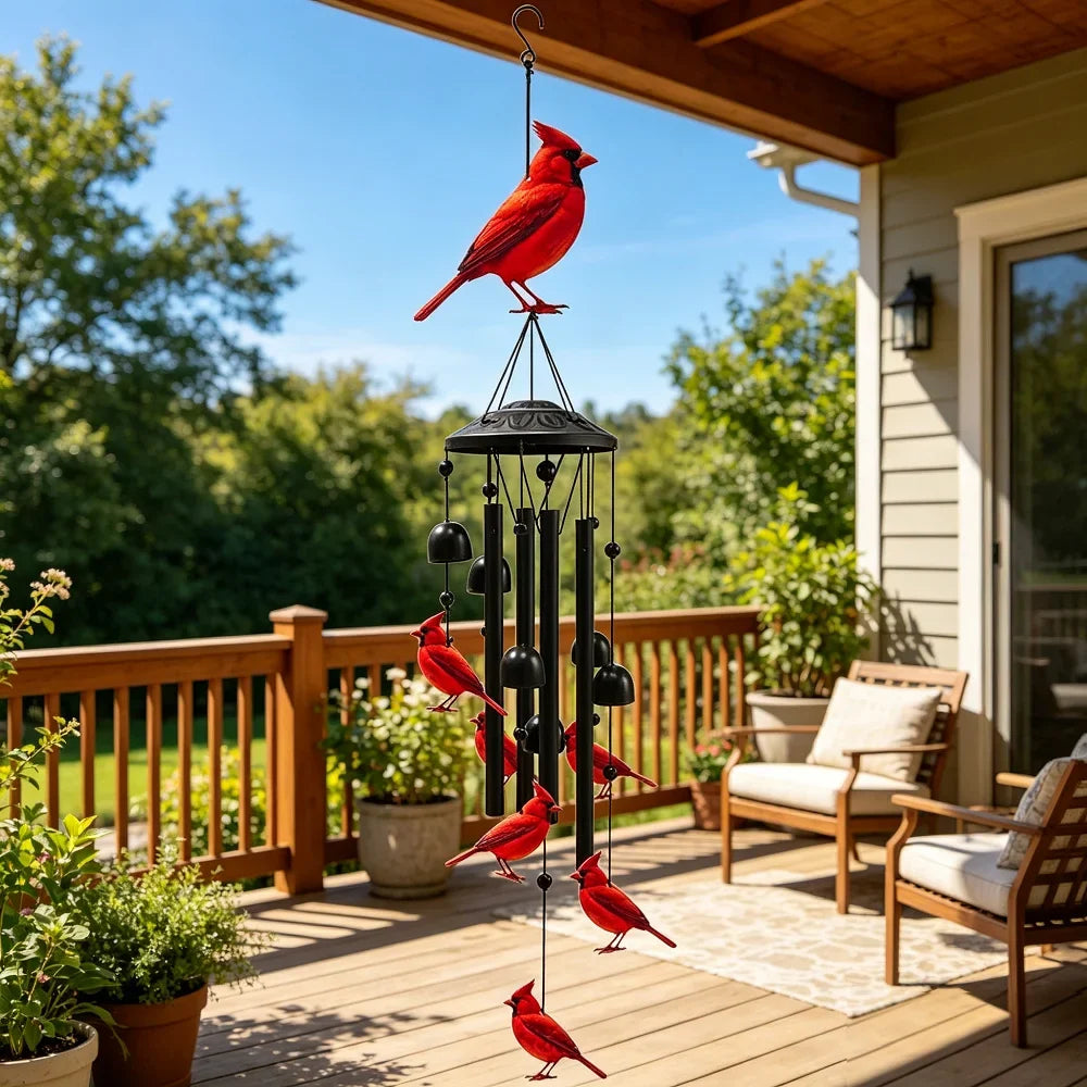 Lucky Wind Chime Garden Decor With Gradient Bird Ornament