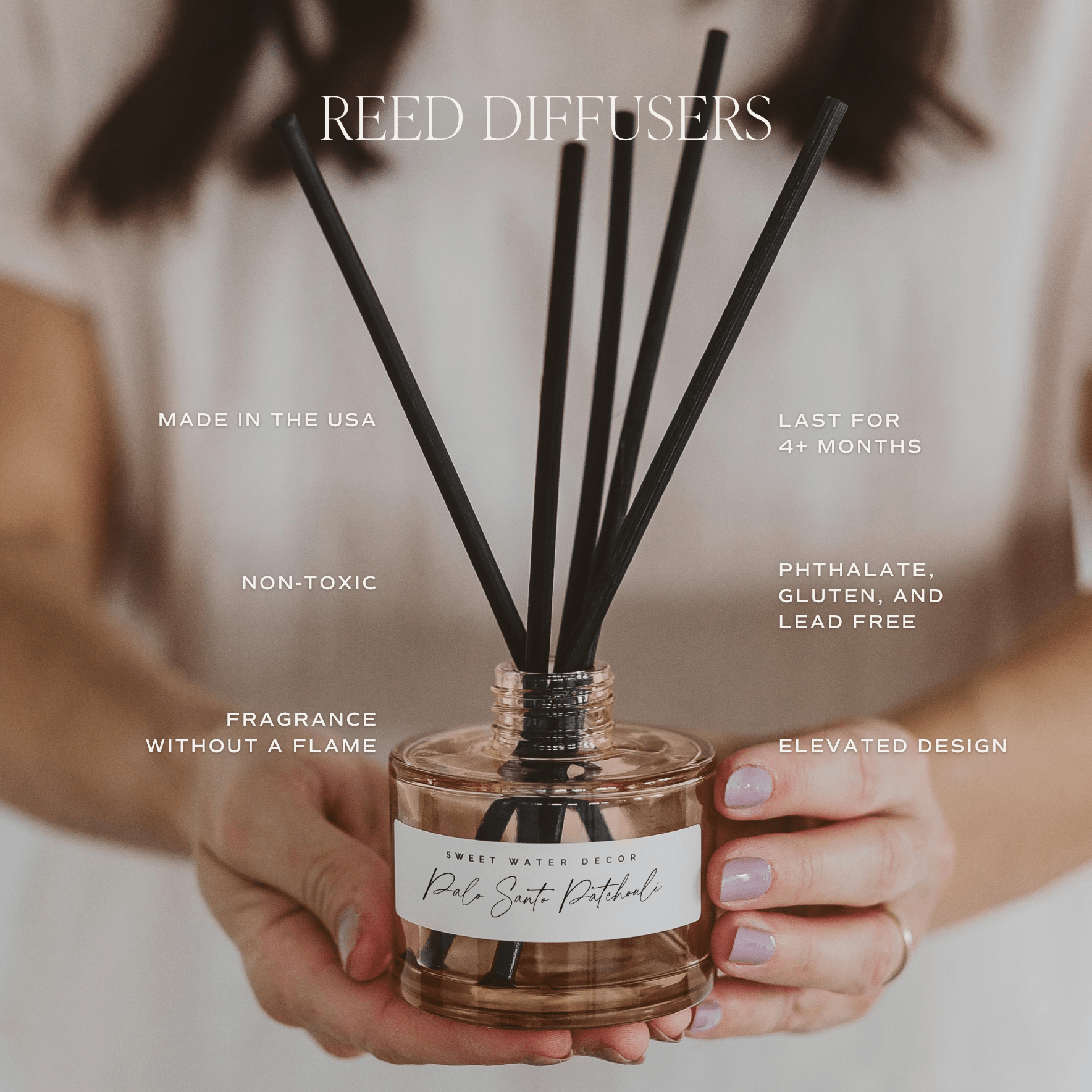 Palo Santo Patchouli Tinted Glass Jar Reed Diffuser