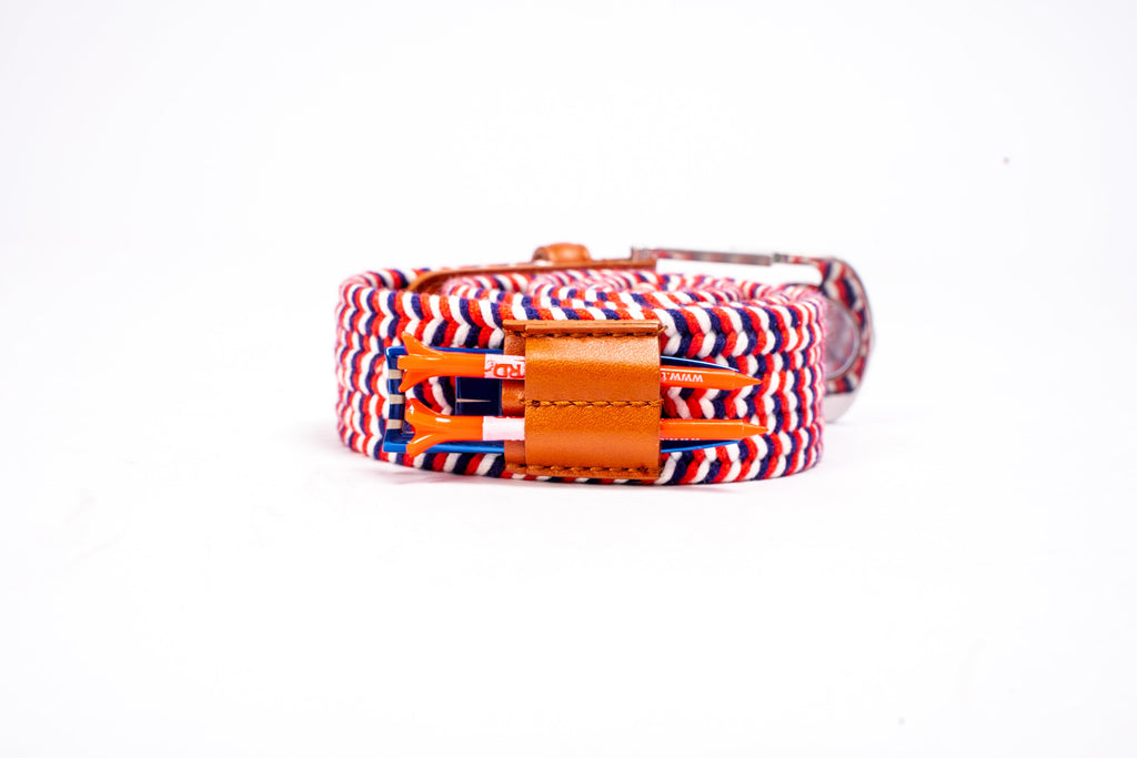 THE BRAIDED BYRD GOLF BELT - Red/White/Blue
