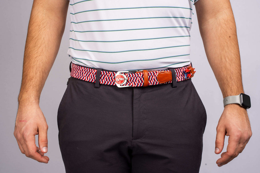 THE BRAIDED BYRD GOLF BELT - Red/White/Blue