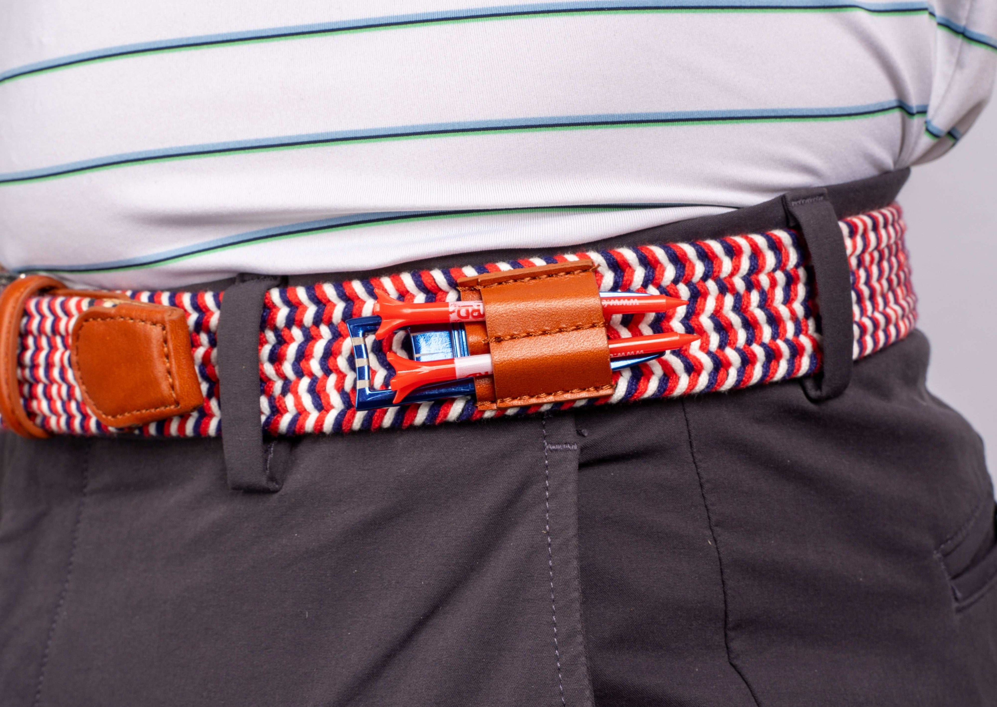 THE BRAIDED BYRD GOLF BELT - Red/White/Blue