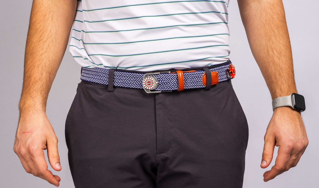THE BRAIDED BYRD GOLF BELT - Blue/White
