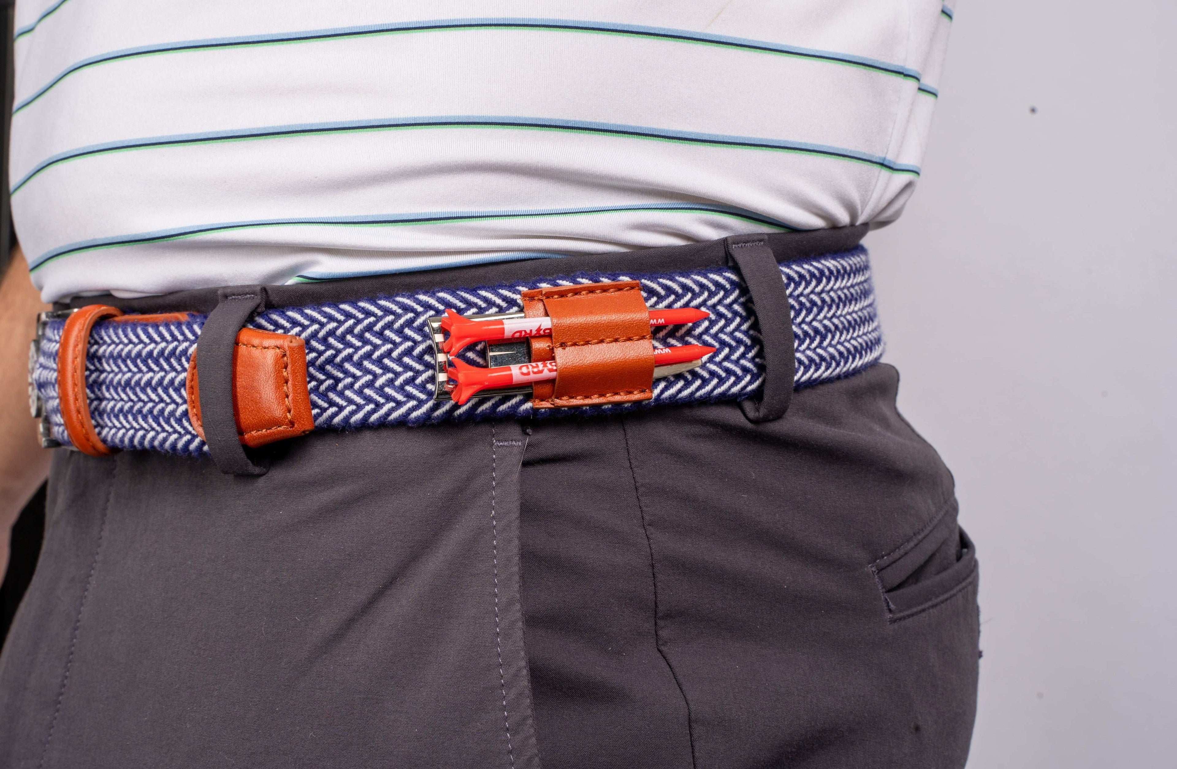 THE BRAIDED BYRD GOLF BELT - Blue/White