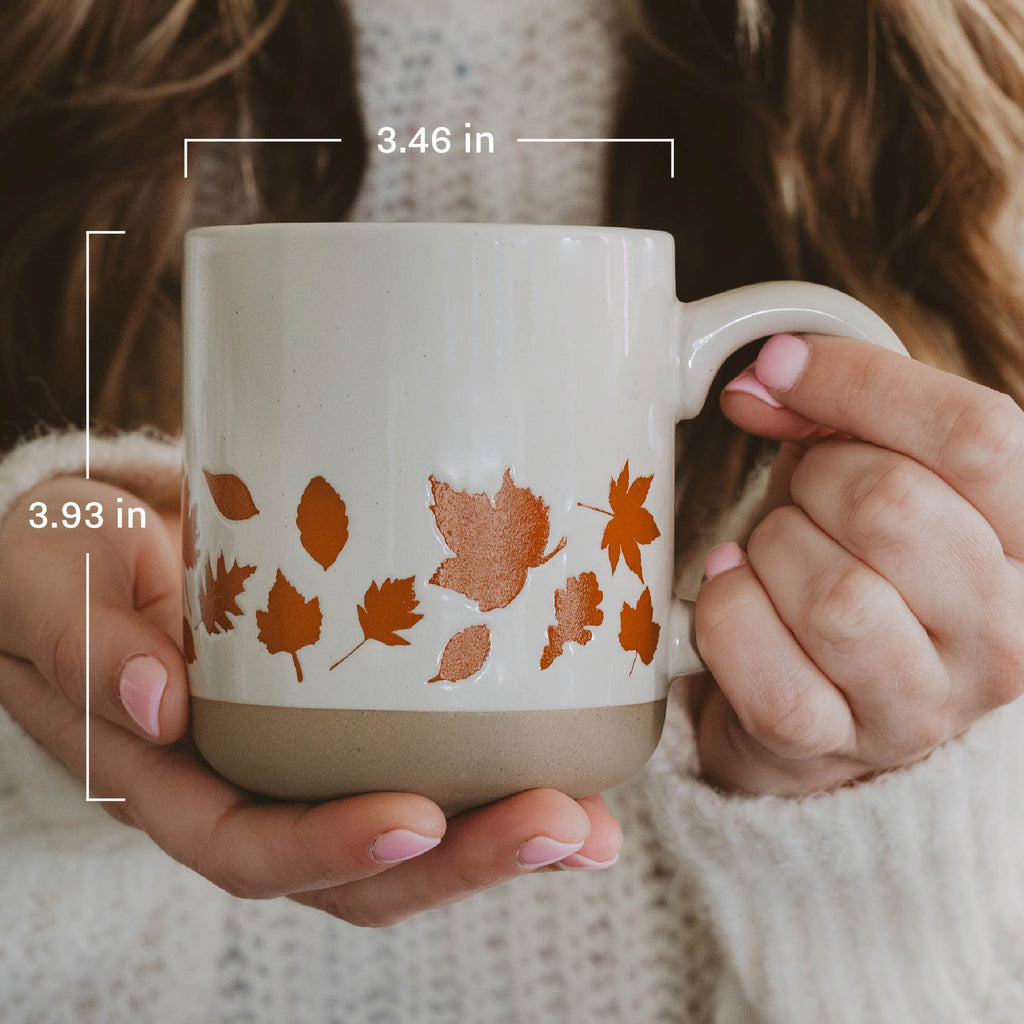Fall Leaves 14 oz Orange Stoneware Coffee Mug