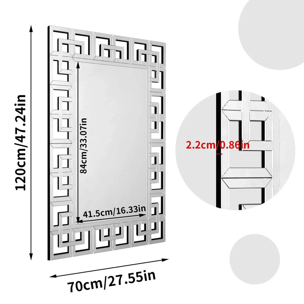 Venetian Art Mirror With Beveled Glass Edge For Living Room