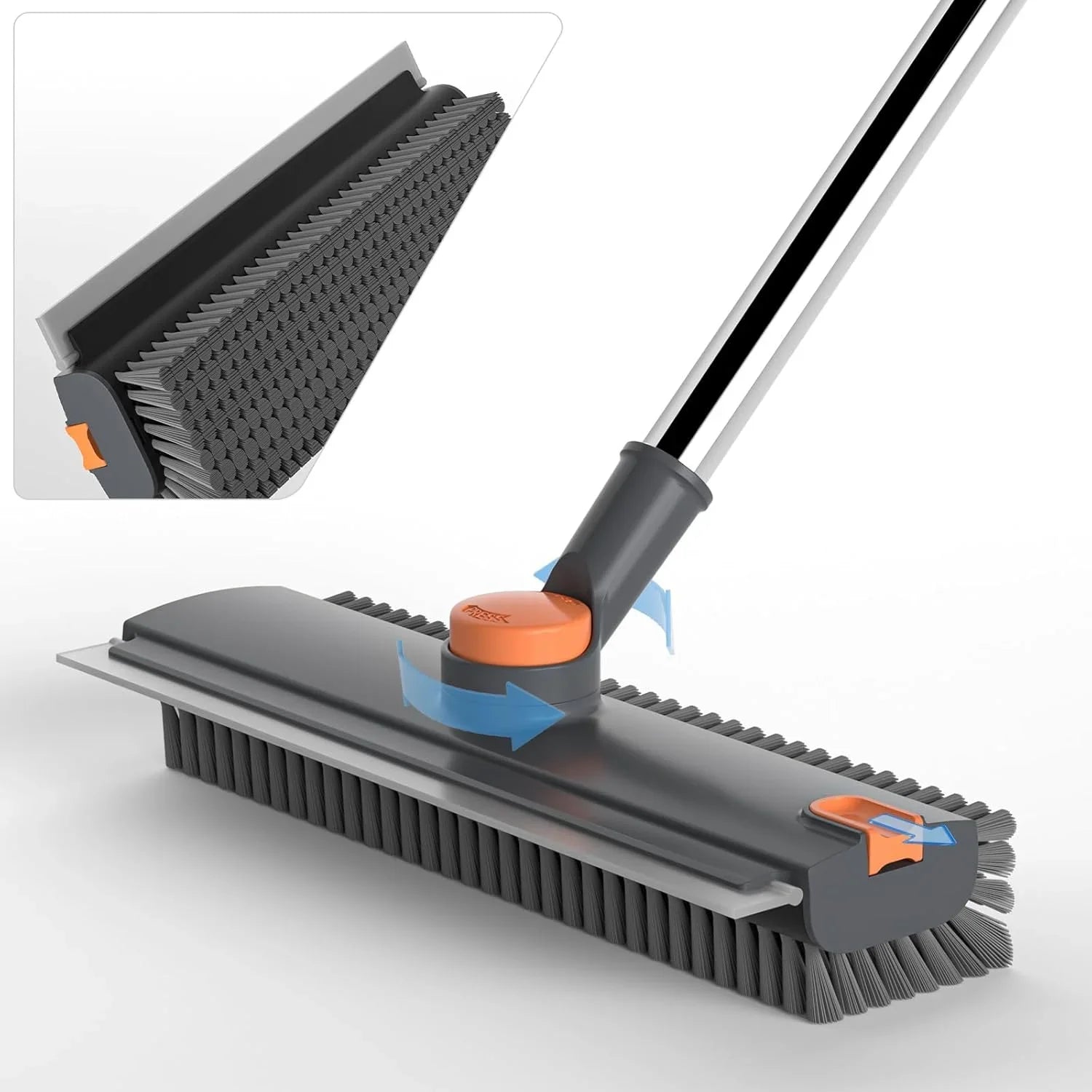Floor Scrub Brush With Long Handle 3-In-1 Heavy Duty Scrubber