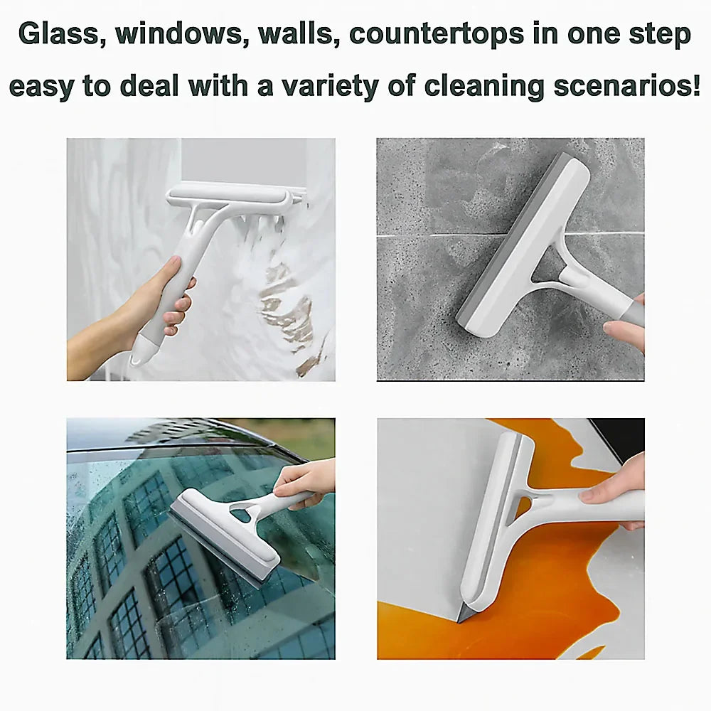 3-In-1 Multifunctional Window Squeegee Glass Wiper With Spray Bottle Scrubber