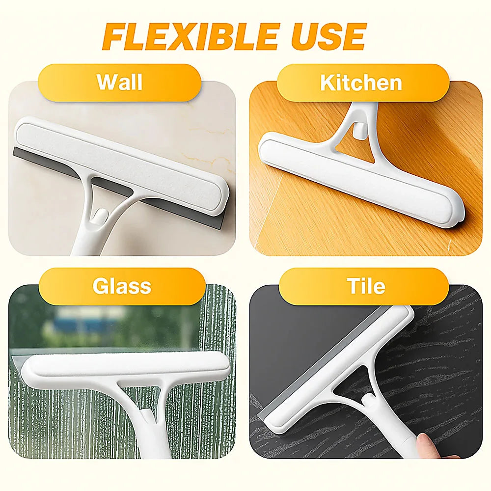 3-In-1 Multifunctional Window Squeegee Glass Wiper With Spray Bottle Scrubber