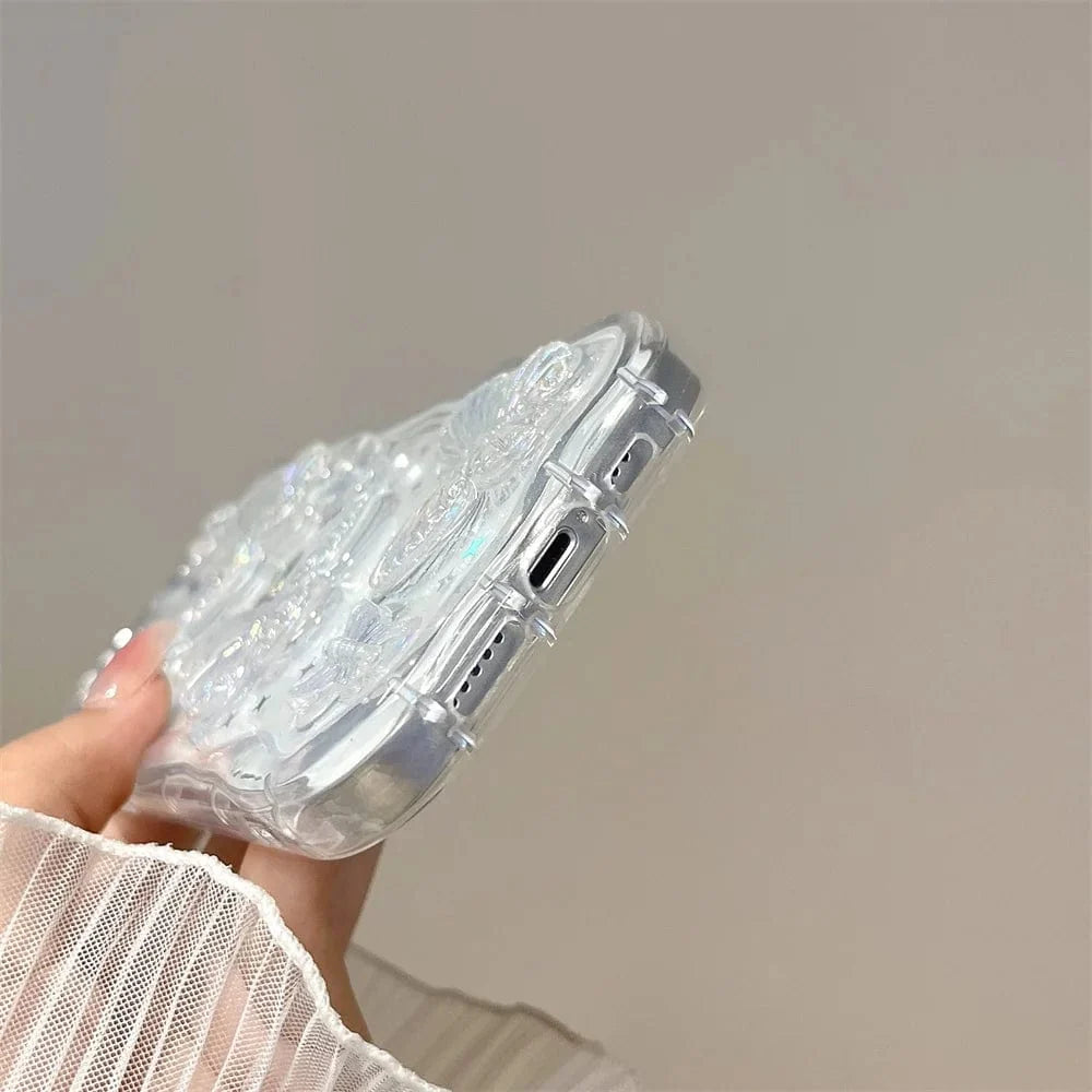 3D Butterfly Crystal Bling Glitter Pearl iPhone Case