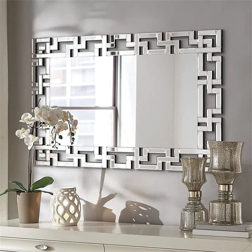 Venetian Art Mirror With Beveled Glass Edge For Living Room