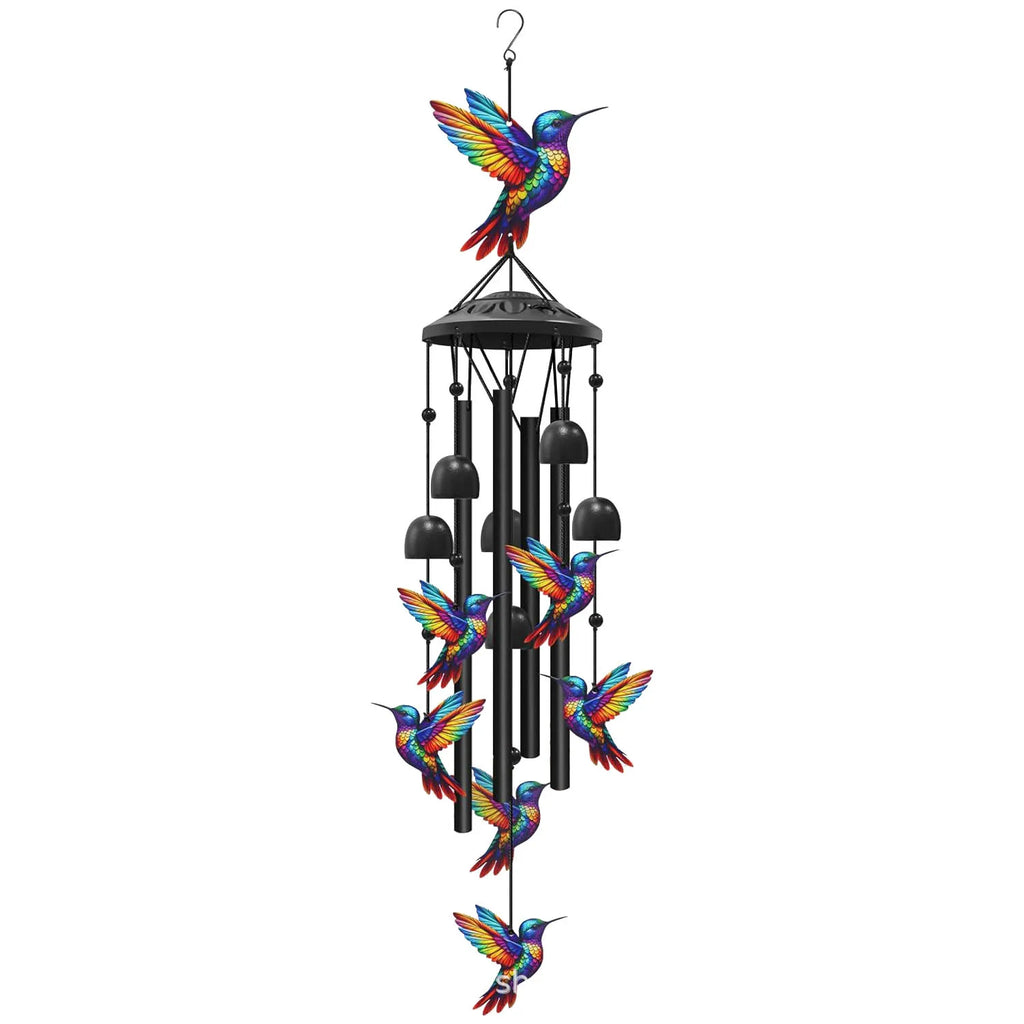 Lucky Wind Chime Garden Decor With Gradient Bird Ornament