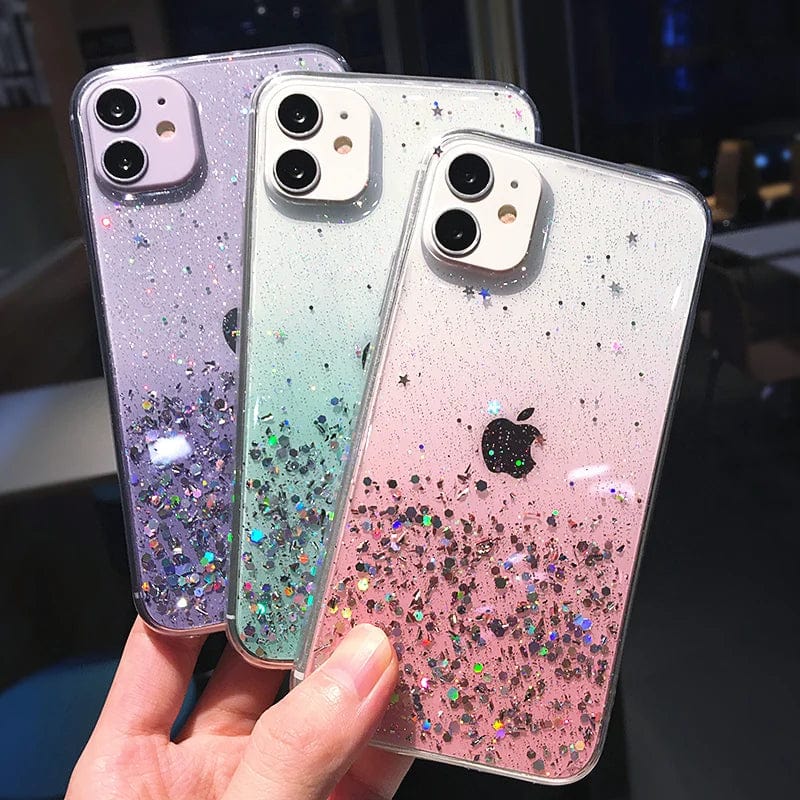 Cute Gradient Sequins Clear Glitter iPhone Case