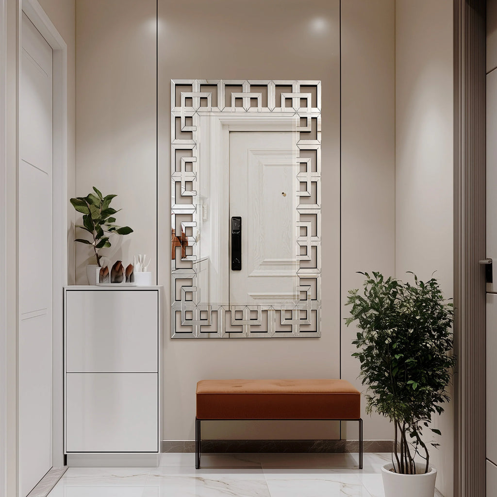 Venetian Art Mirror With Beveled Glass Edge For Living Room