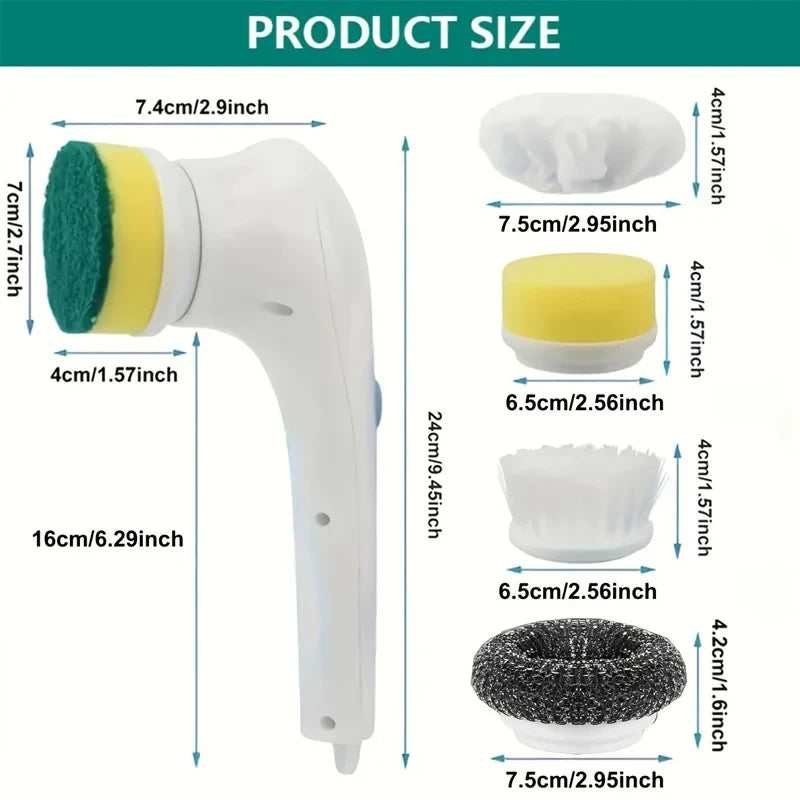 Effortless Electric Grease Scrubber Rechargeable Cordless Power Cleaning Brush