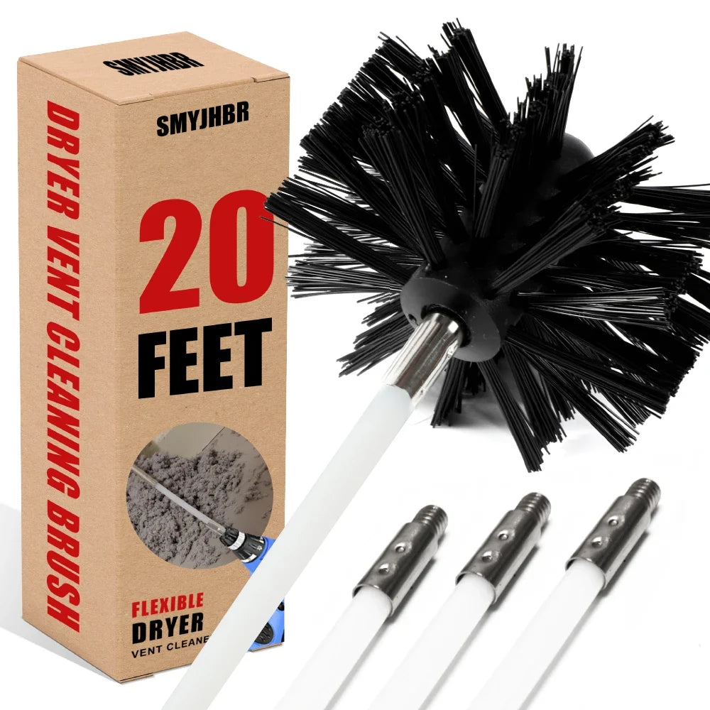 Dryer Vent Cleaning Kit With Flexible Rods And Chimney Brush