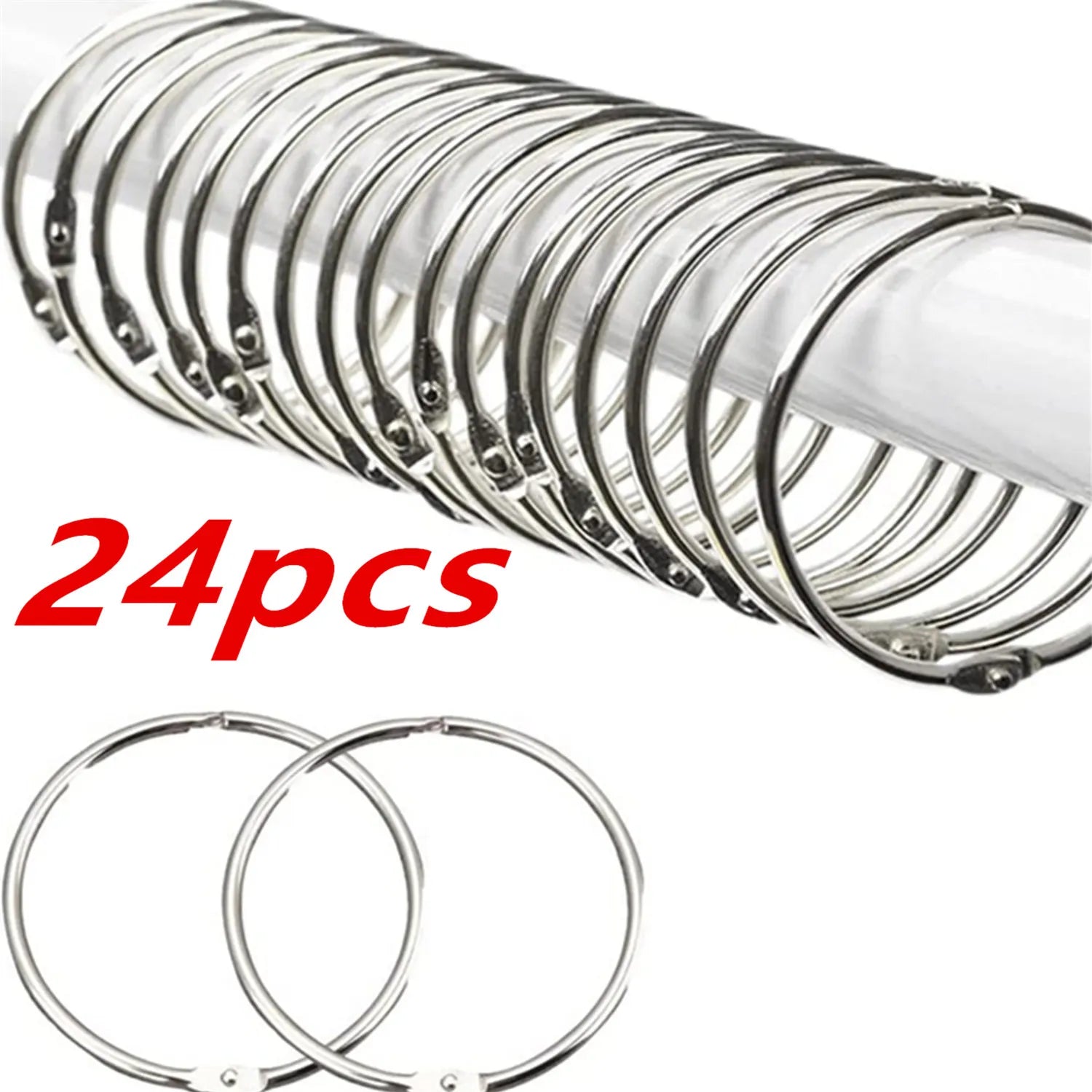 24 Pack Shower Curtain Rings Rust Proof Hooks For Bathroom