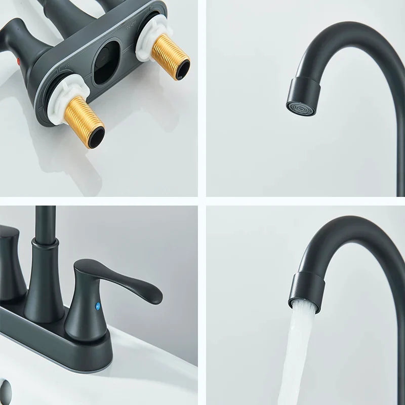 Suguword Bathroom Faucet Dual Handle Deck Mounted Brass