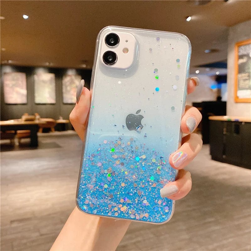 Cute Gradient Sequins Clear Glitter iPhone Case