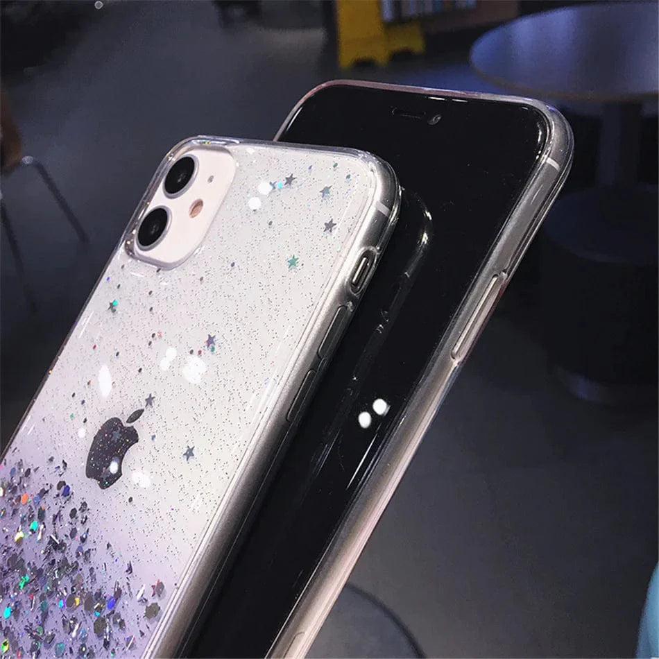 Cute Gradient Sequins Clear Glitter iPhone Case